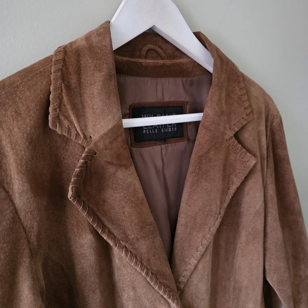 Wilsons Leather L Vintage Bohemian Western Embroidered Whip Stitch Suede Jacket - Picture 6 of 16
